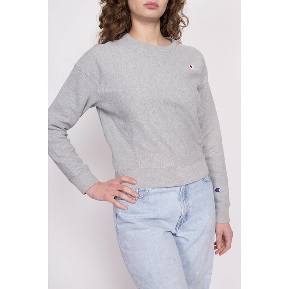 Champion Heather Grey Cropped Sweatshirt - Extra Small | Reverse Weave - Picture 4 of 9